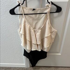 SHEIN Cream and Black Blouse